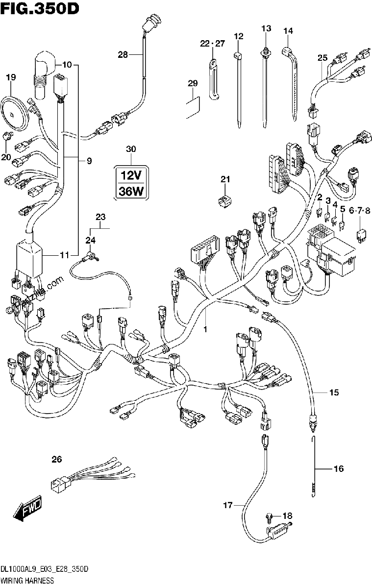 Diagrama de 350D WIRING HARNESS DL1000AL9 E03