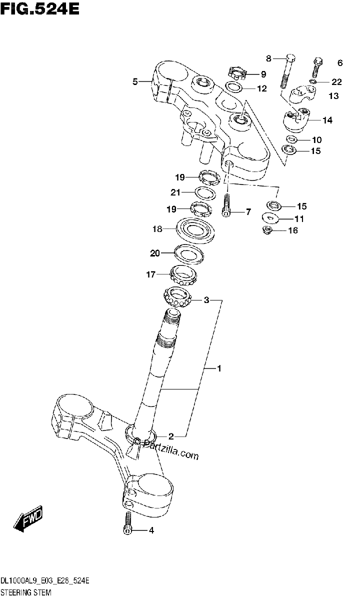 Diagrama de 524E STEERING STEM DL1000AL9 E28
