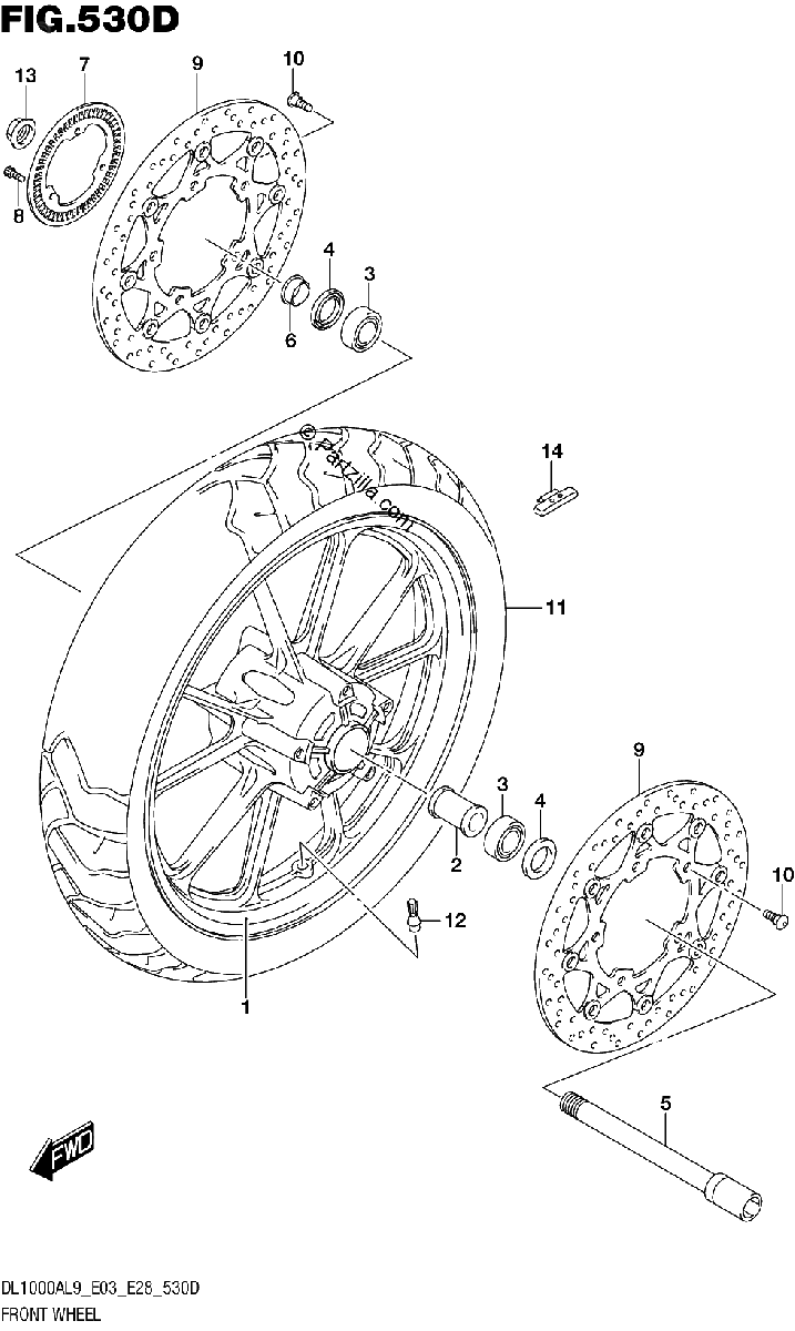 Diagrama de 530D FRONT WHEEL DL1000AL9 E03