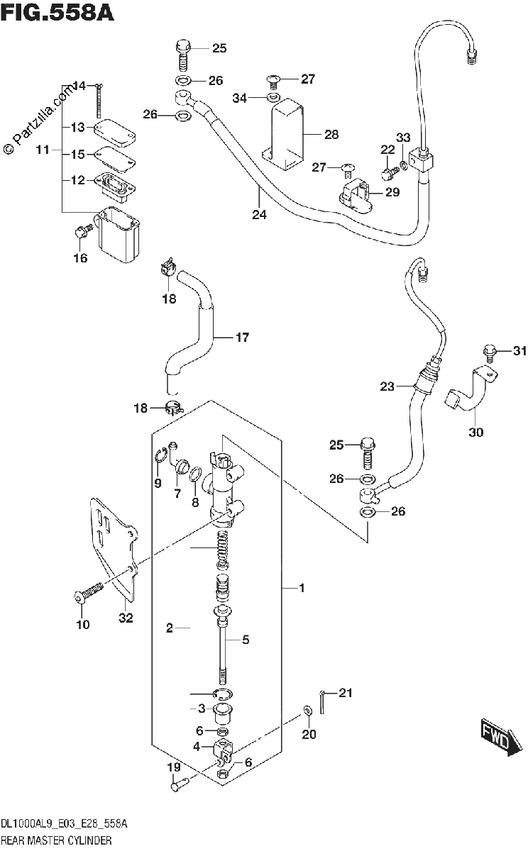 Diagrama de 558A REAR MASTER CYLINDER