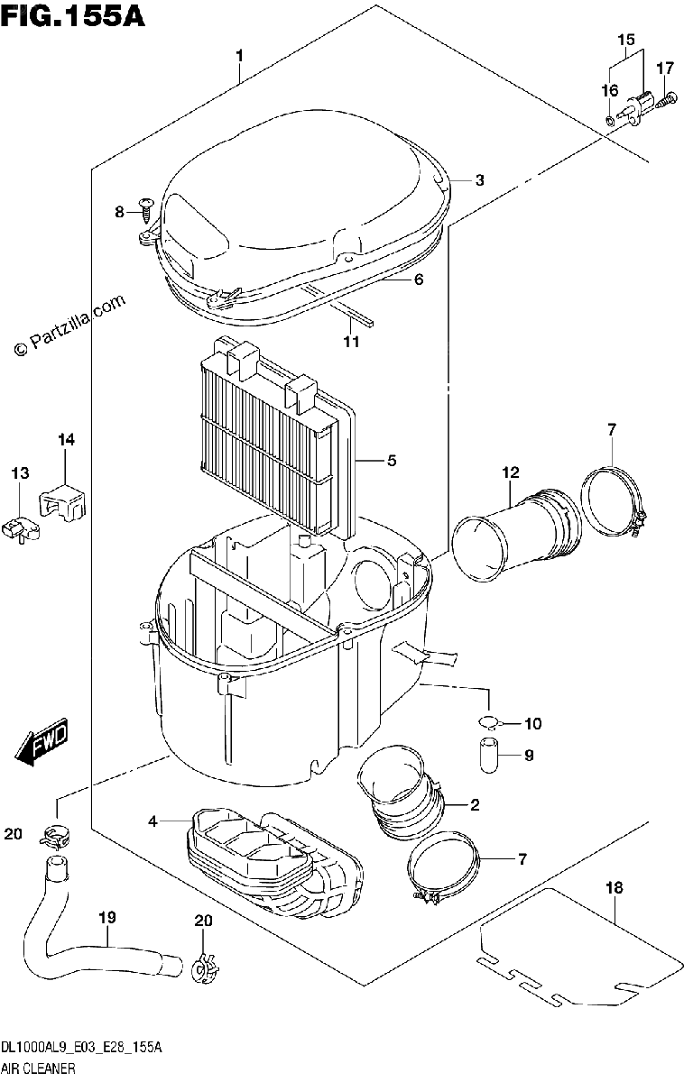 Diagrama de 155A AIR CLEANER