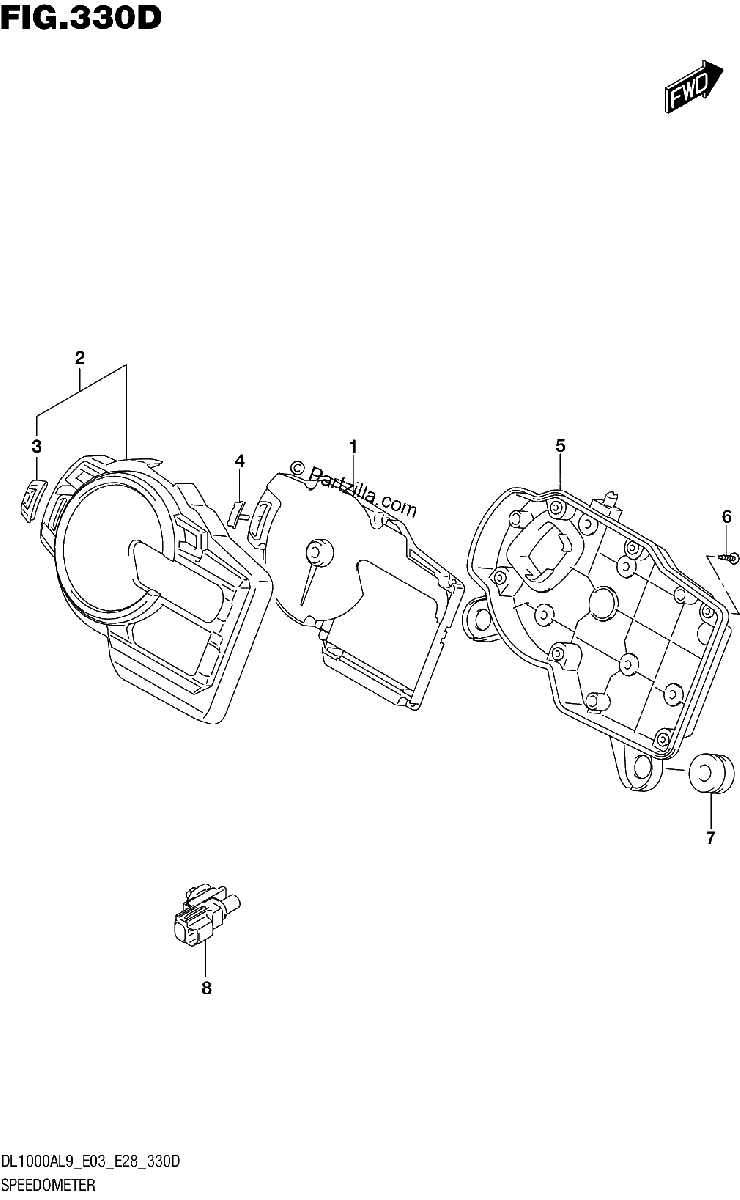 Diagrama de 330D SPEEDOMETER DL1000AL9 E03