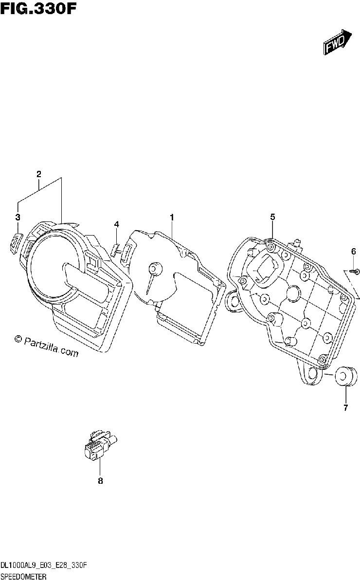 Diagrama de 330F SPEEDOMETER DL1000AL9 E33