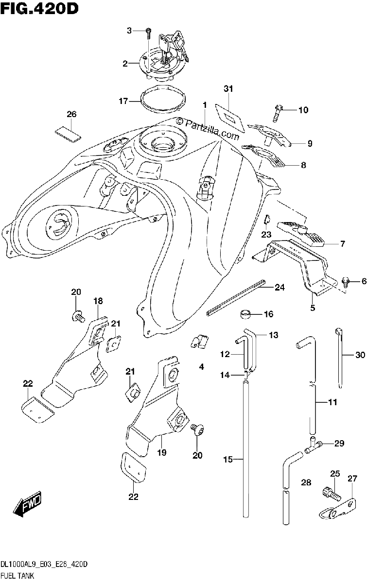 Diagrama de 420D FUEL TANK DL1000AL9 E03