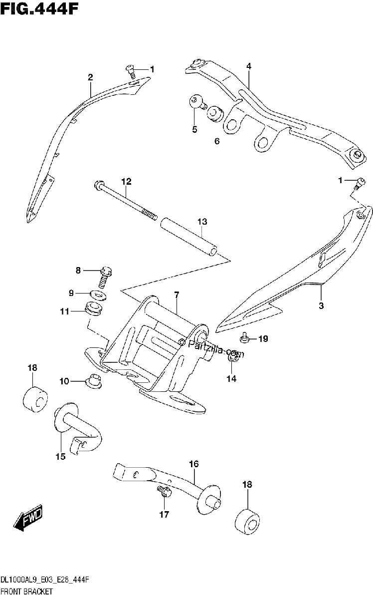 Diagrama de 444F FRONT BRACKET DL1000AL9 E33