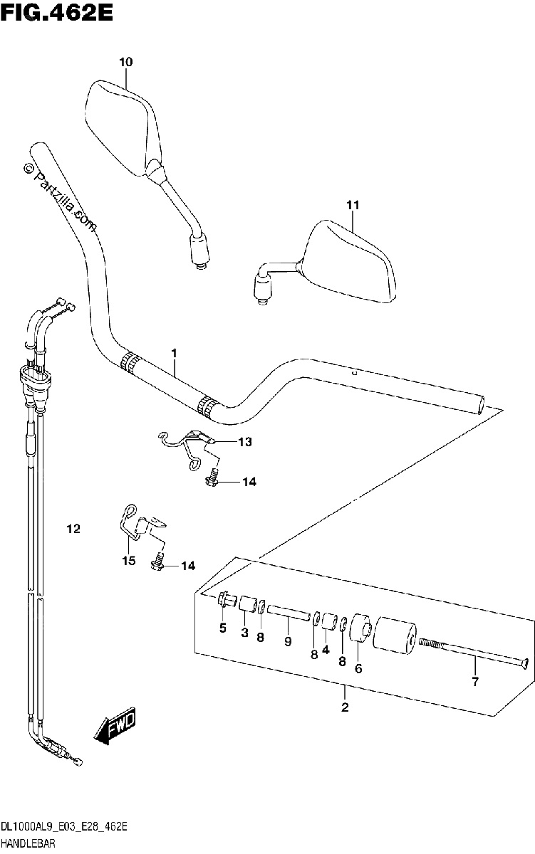 Diagrama de 462E HANDLEBAR DL1000AL9 E28