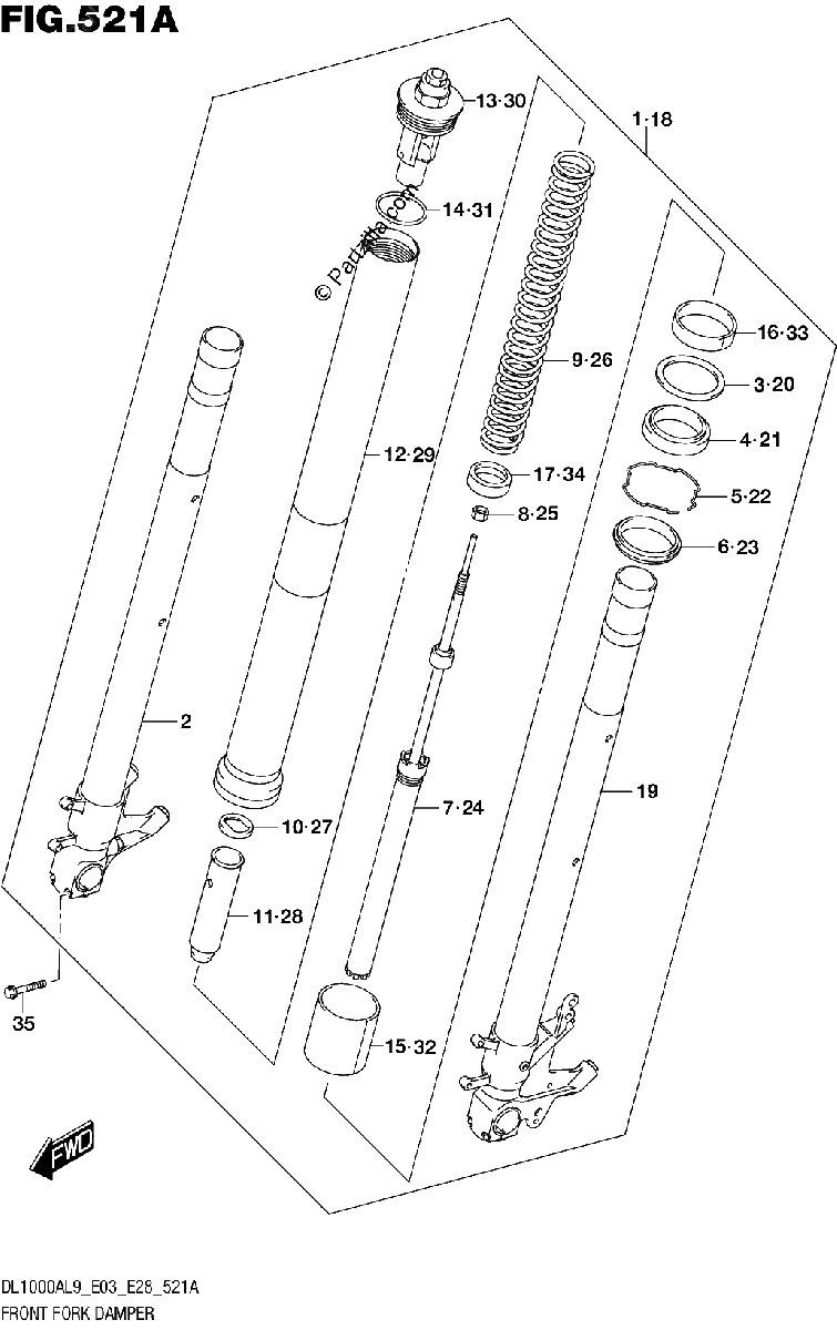 Diagrama de 521A FRONT FORK DAMPER