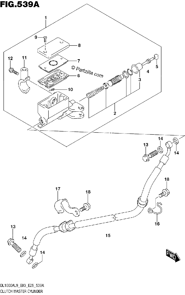 Diagrama de 539A CLUTCH MASTER CYLINDER