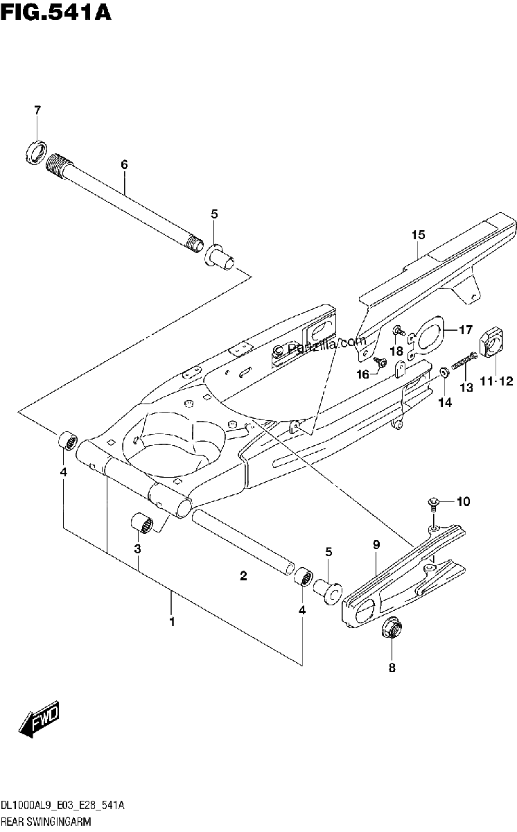 Diagrama de 541A REAR SWINGINGARM