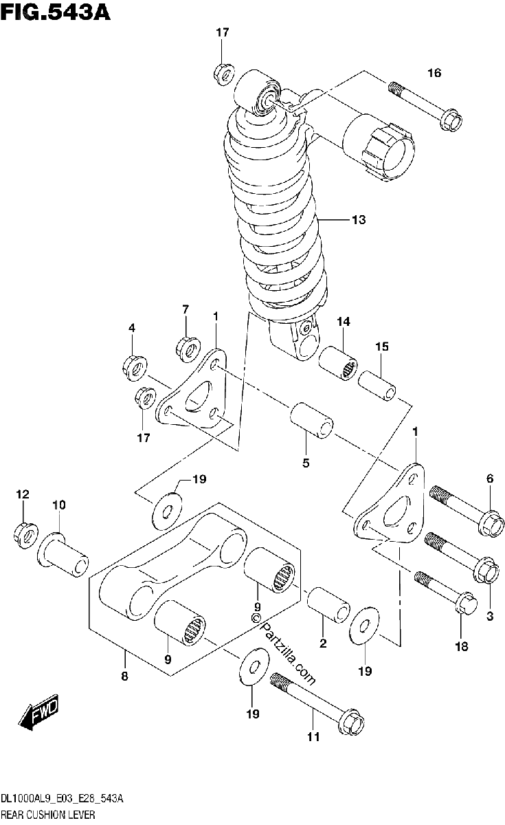 Diagrama de 543A REAR CUSHION LEVER