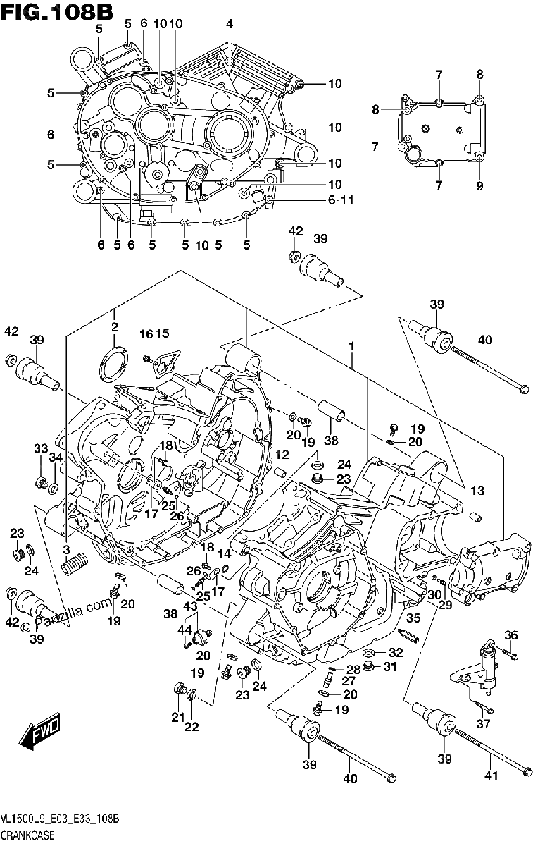 Diagrama de 108B CRANKCASE VL1500BL9 E33