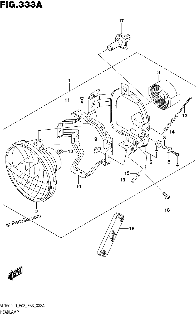 Diagrama de 333A HEADLAMP