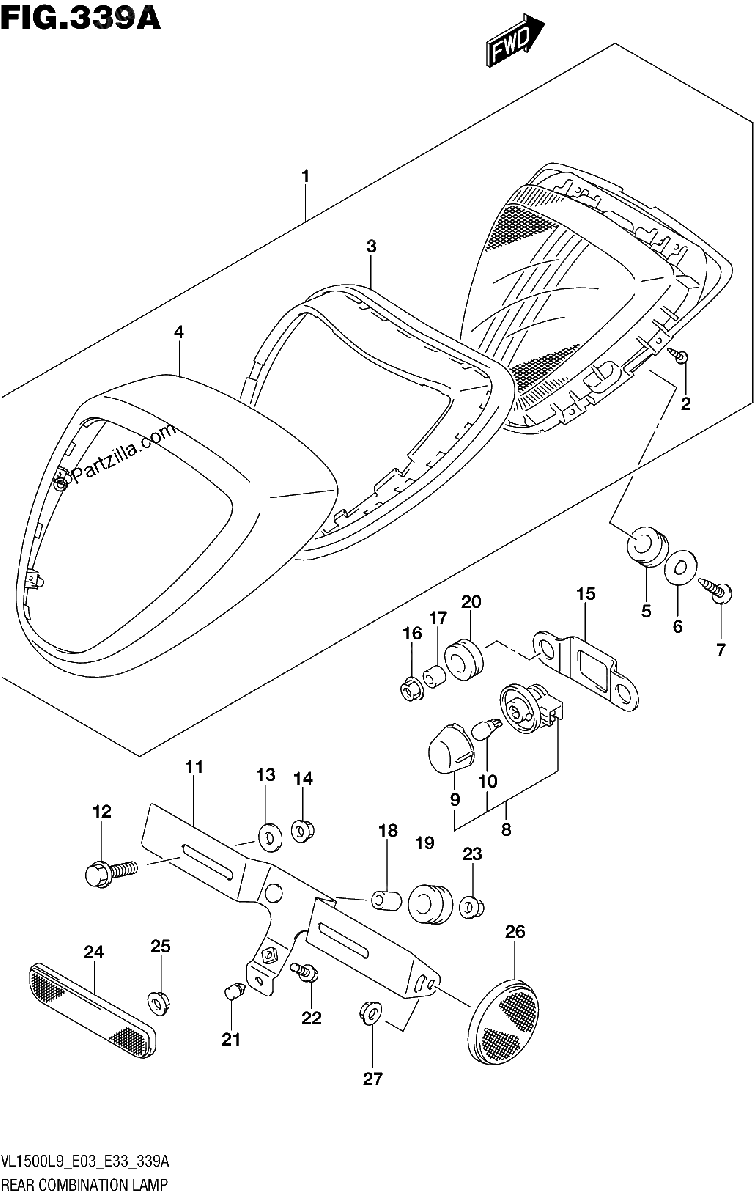 Diagrama de 339A REAR COMBINATION LAMP VL1500BL9 E03
