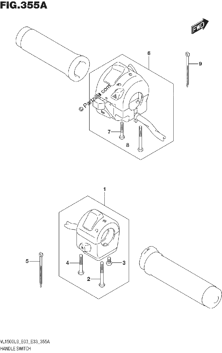 Diagrama de 355A HANDLE SWITCH VL1500BL9 E03