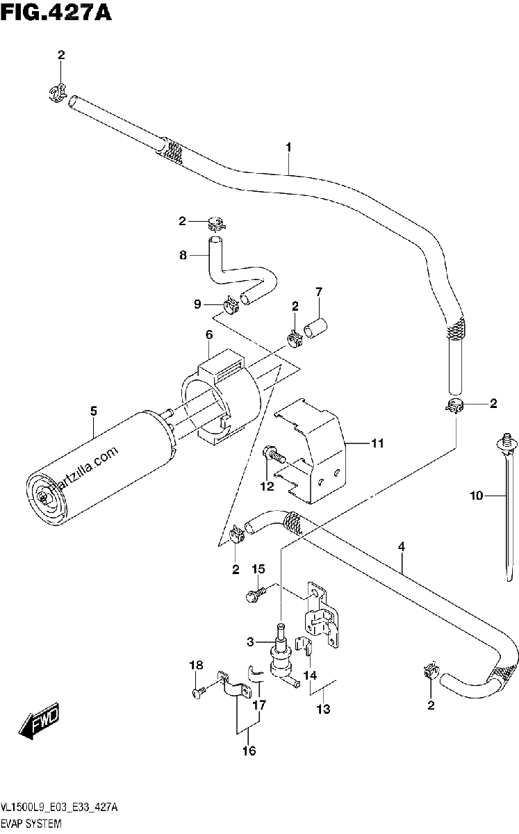 Diagrama de 427A EVAP SYSTEM VL1500BL9 E33