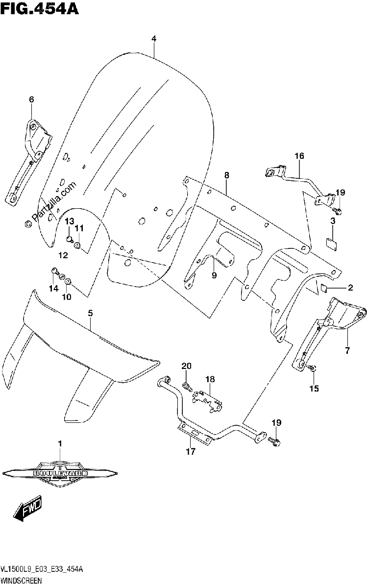 Diagrama de 454A WINDSCREEN VL1500TL9 E03