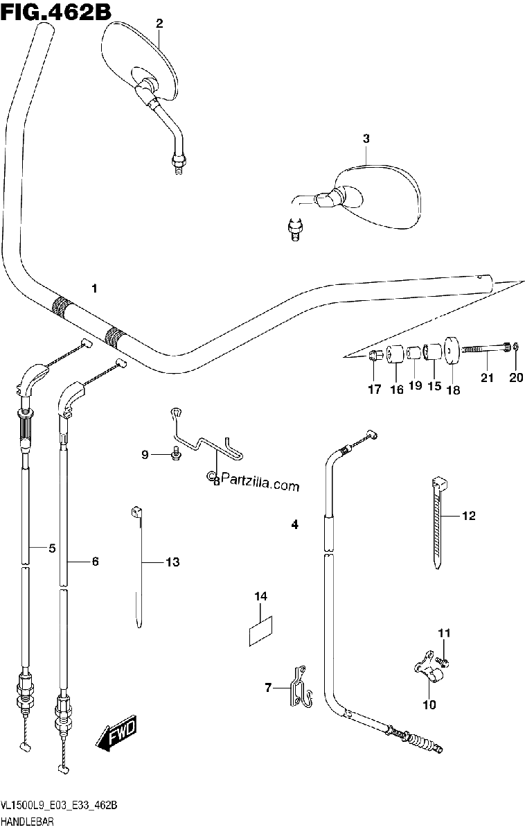 Diagrama de 462B HANDLEBAR VL1500BL9 E33
