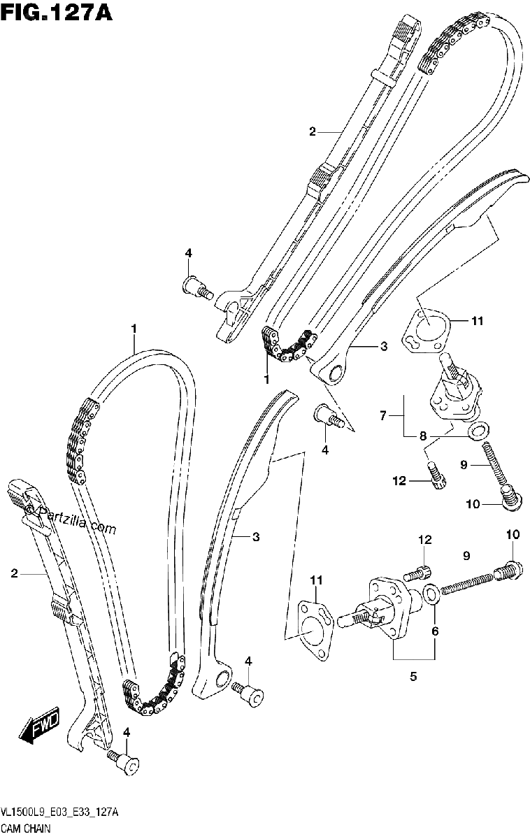Diagrama de 127A CAM CHAIN