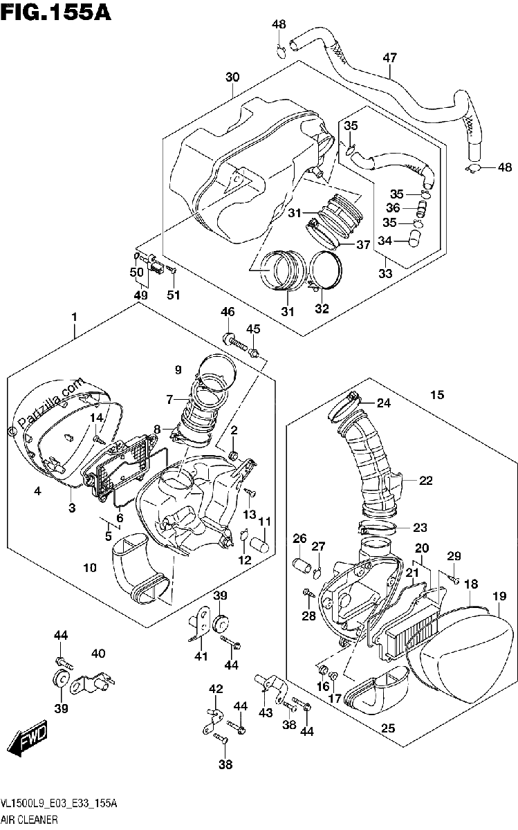 Diagrama de 155A AIR CLEANER VL1500BL9 E03