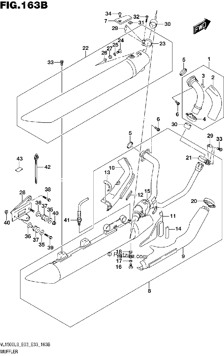 Diagrama de 163B MUFFLER VL1500BL9 E33