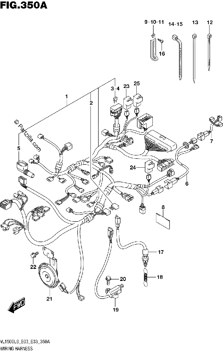 Diagrama de 350A WIRING HARNESS VL1500BL9 E03