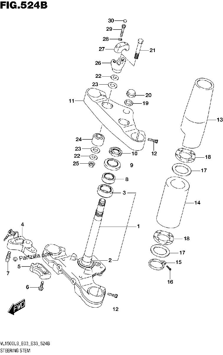 Diagrama de 524B STEERING STEM VL1500BL9 E33