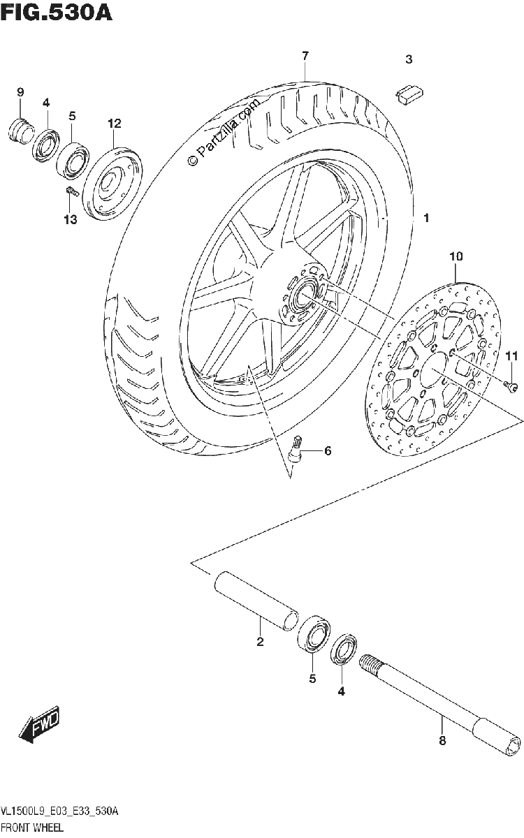 Diagrama de 530A FRONT WHEEL VL1500BL9 E03