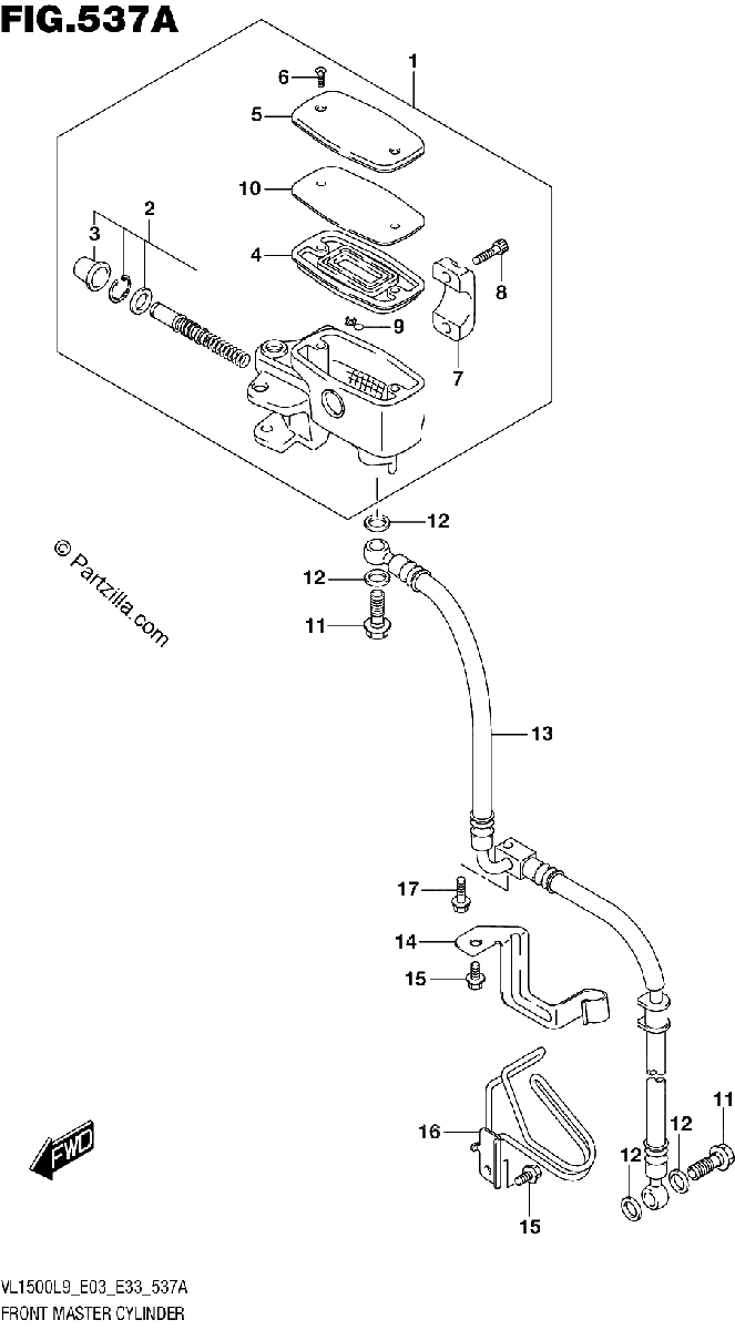 Diagrama de 537A FRONT MASTER CYLINDER VL1500BL9 E03