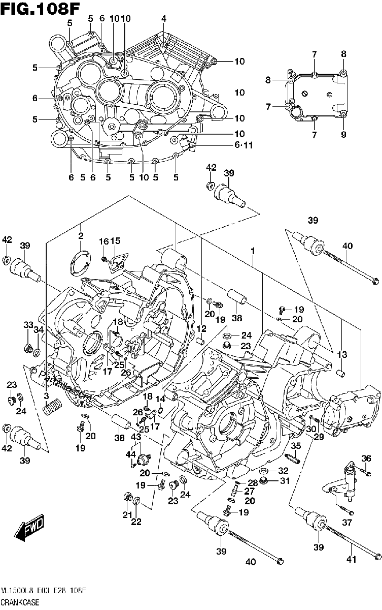 Diagrama de 108F CRANKCASE VL1500TL8 E28