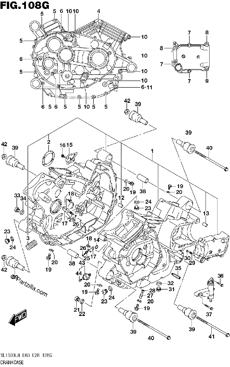 Diagrama de 108G CRANKCASE VL1500TL8 E33