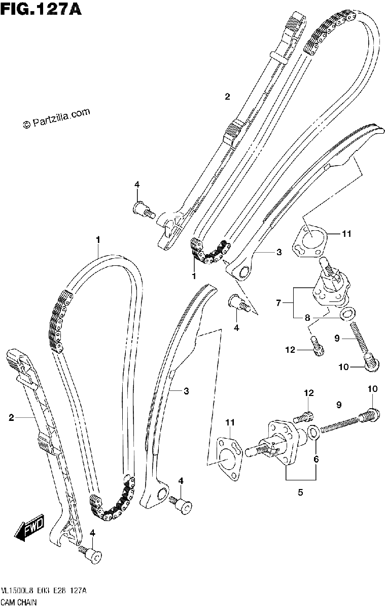 Diagrama de 127A CAM CHAIN