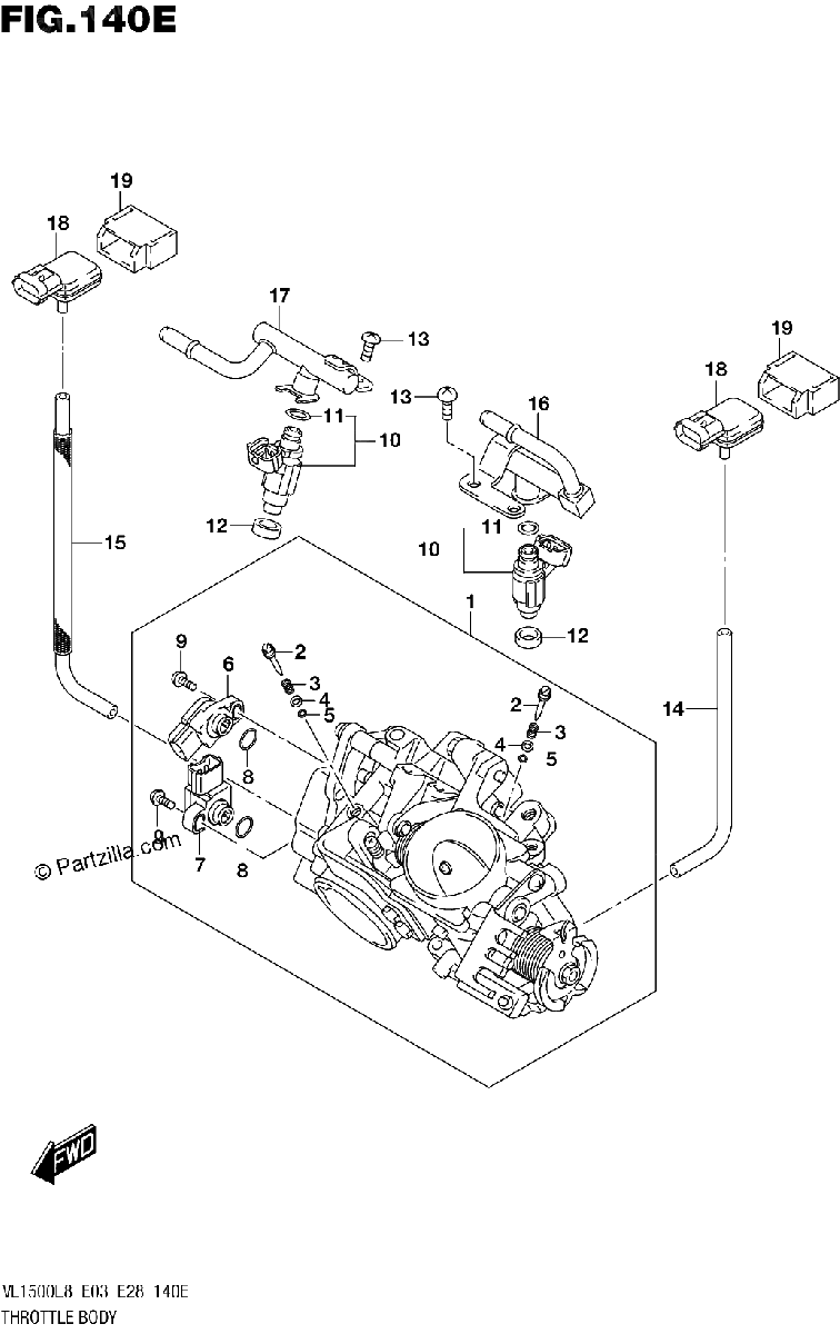 Diagrama de 140E THROTTLE BODY VL1500TL8 E03