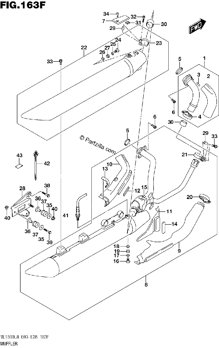 Diagrama de 163F MUFFLER VL1500TL8 E28