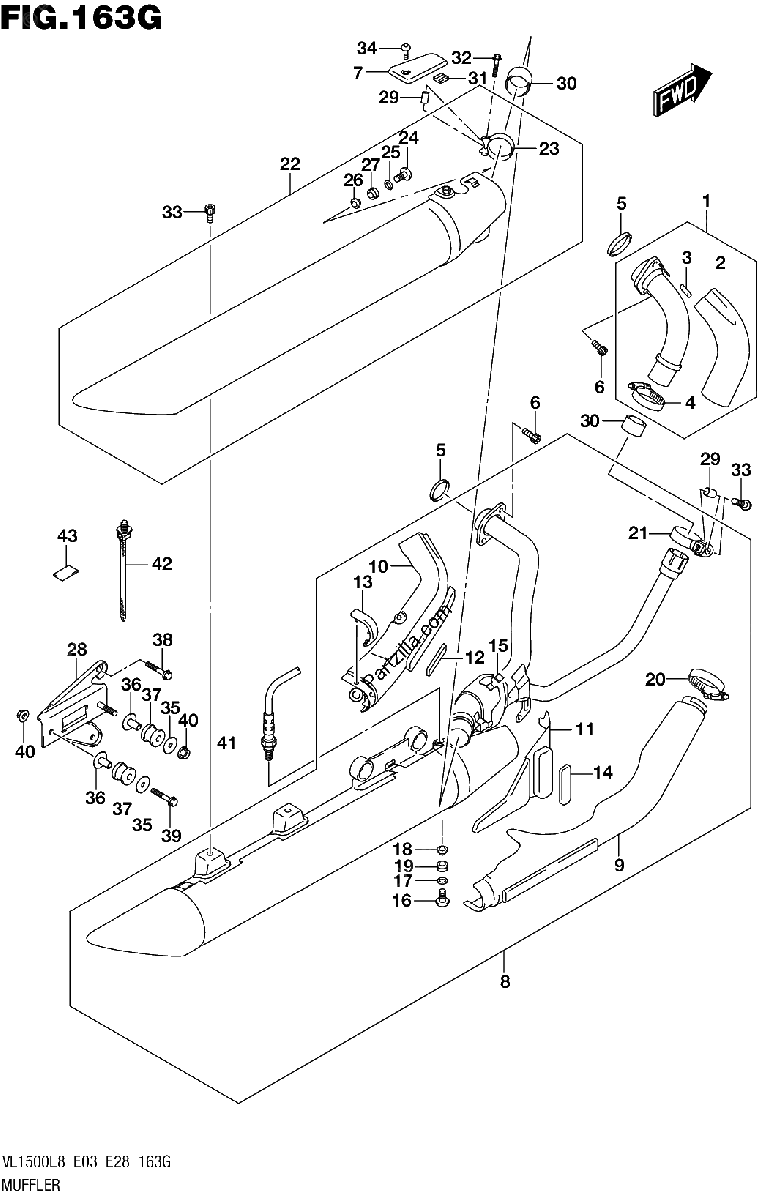 Diagrama de 163G MUFFLER VL1500TL8 E33