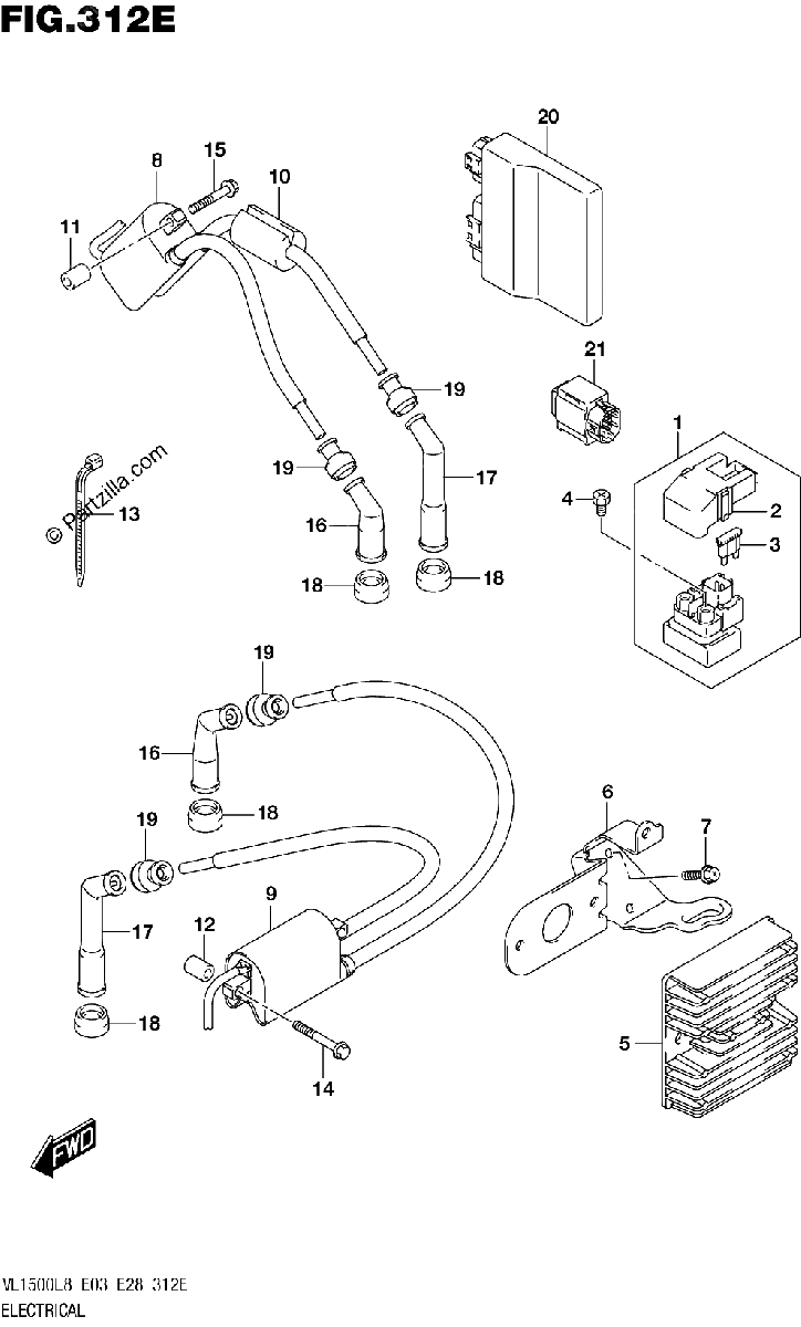 Diagrama de 312E ELECTRICAL VL1500TL8 E03