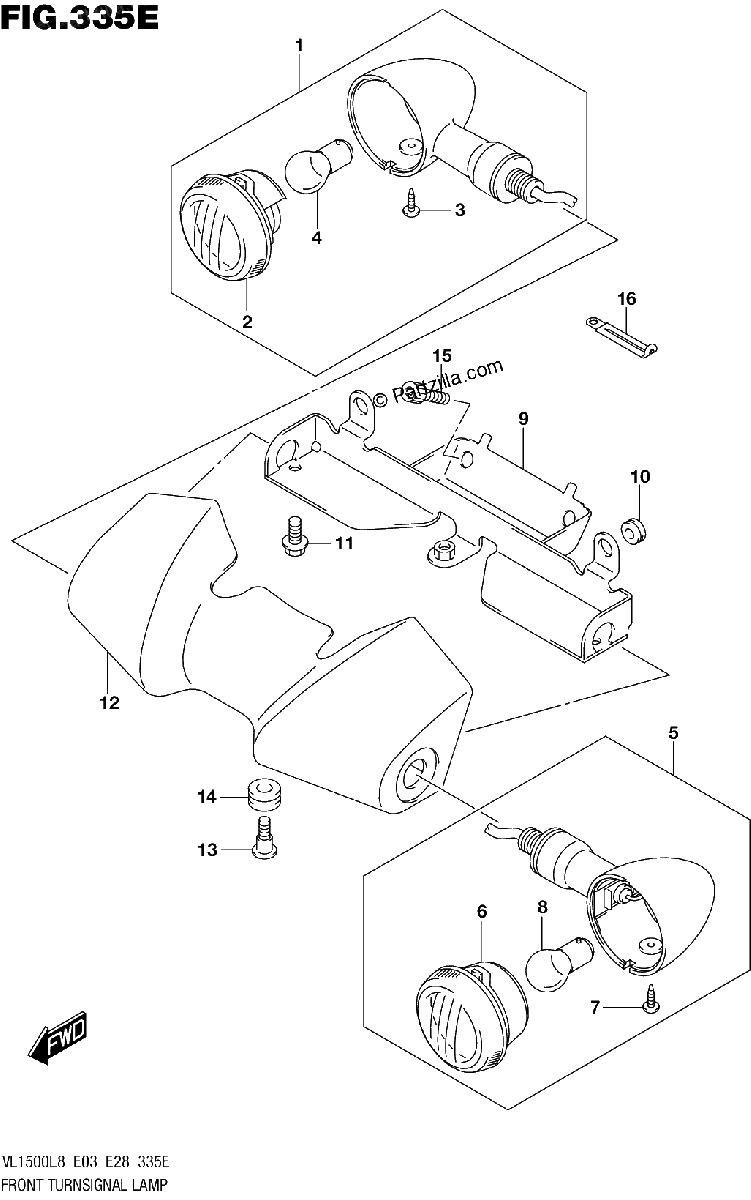 Diagrama de 335E FRONT TURNSIGNAL LAMP VL1500TL8 E03