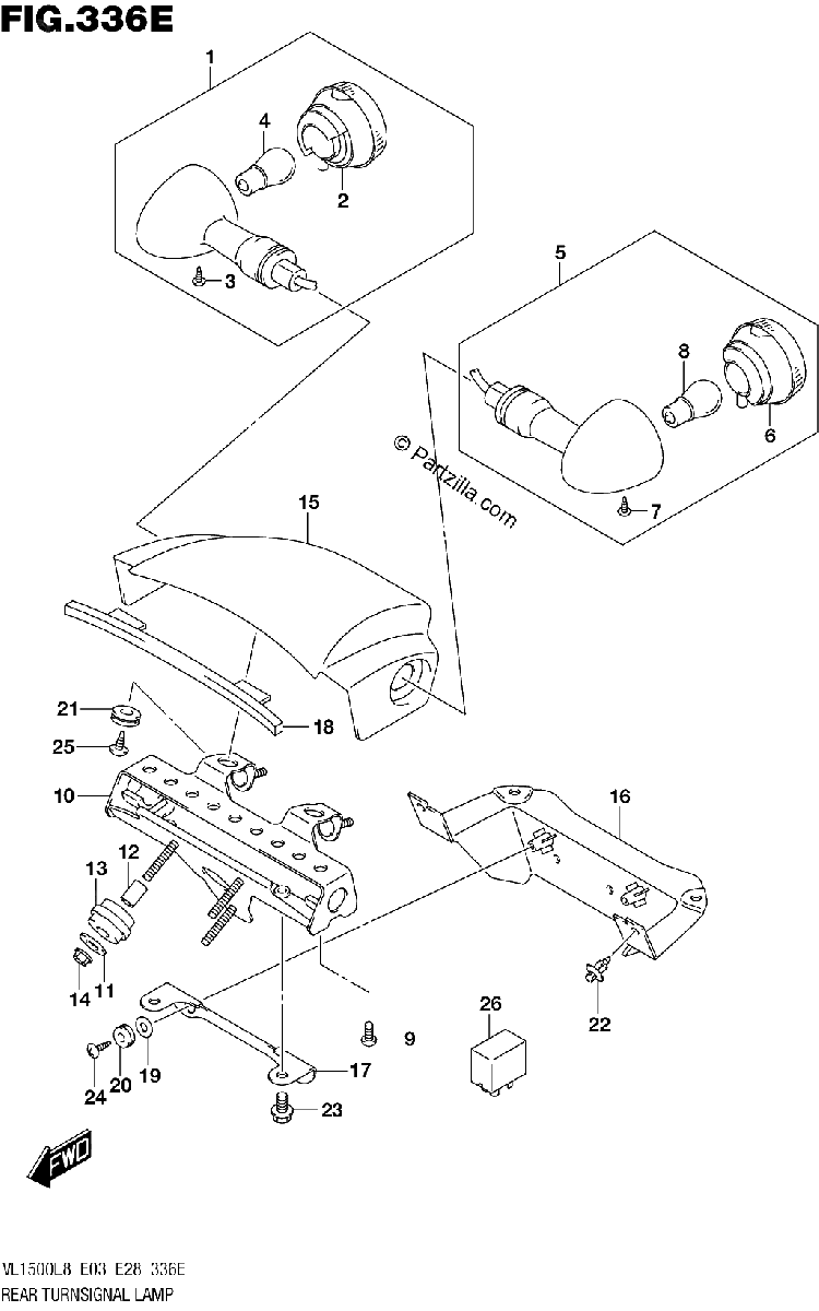 Diagrama de 336E REAR TURNSIGNAL LAMP VL1500TL8 E03