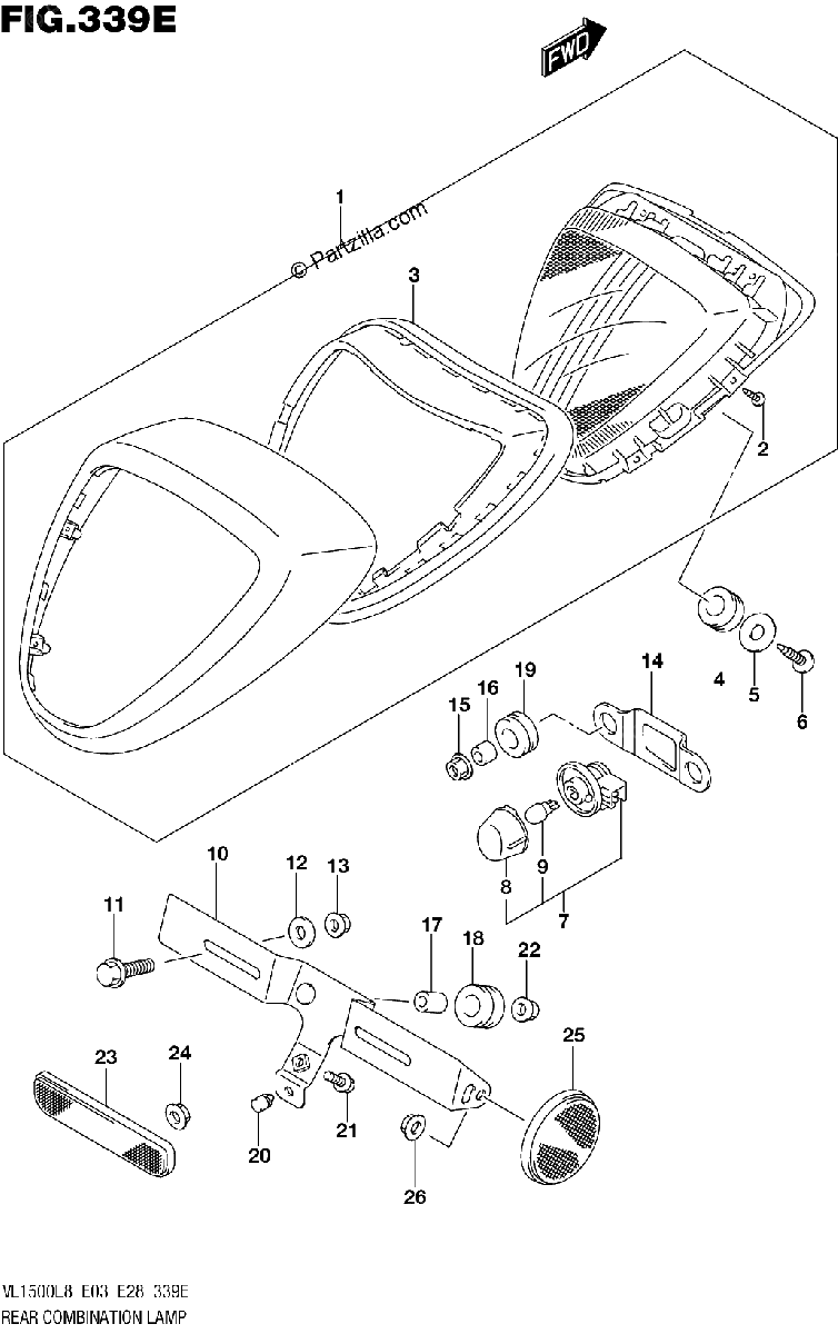 Diagrama de 339E REAR COMBINATION LAMP VL1500TL8 E03