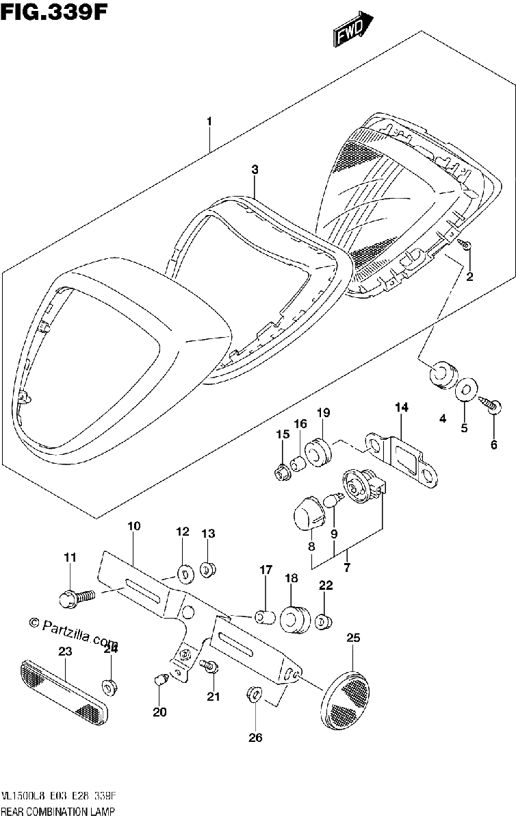 Diagrama de 339F REAR COMBINATION LAMP VL1500TL8 E28