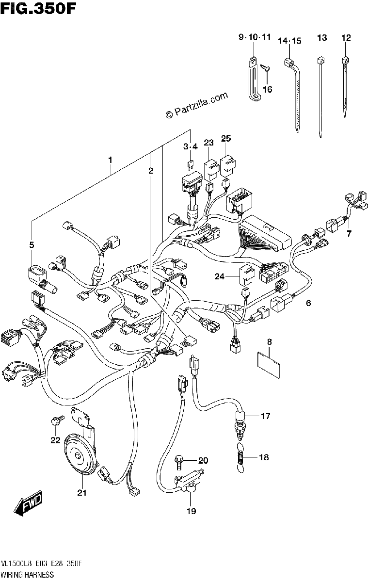 Diagrama de 350F WIRING HARNESS VL1500TL8 E28