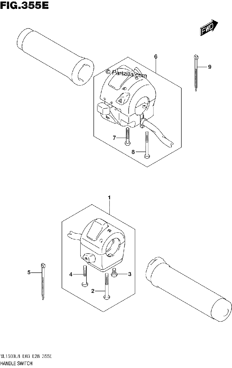 Diagrama de 355E HANDLE SWITCH VL1500TL8 E03