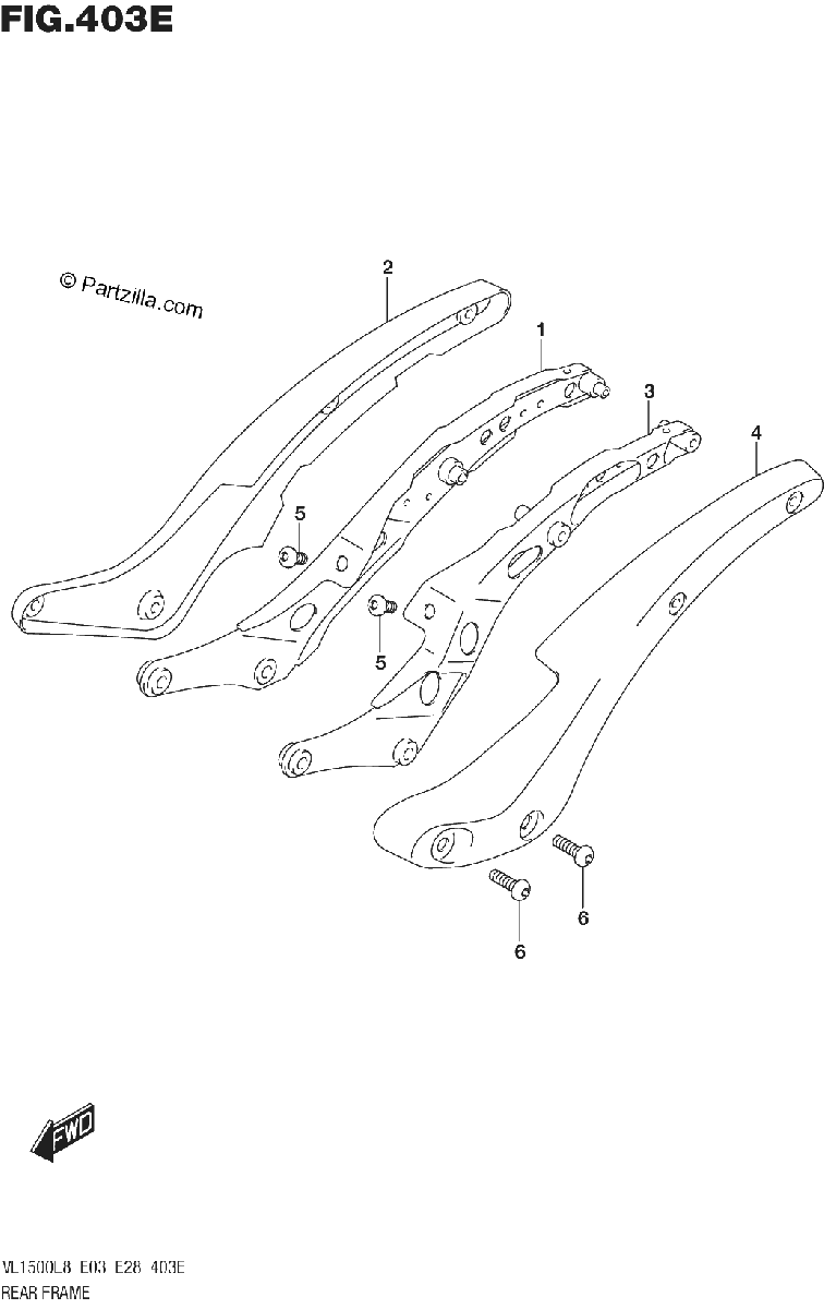 Diagrama de 403E REAR FRAME VL1500TL8 E03