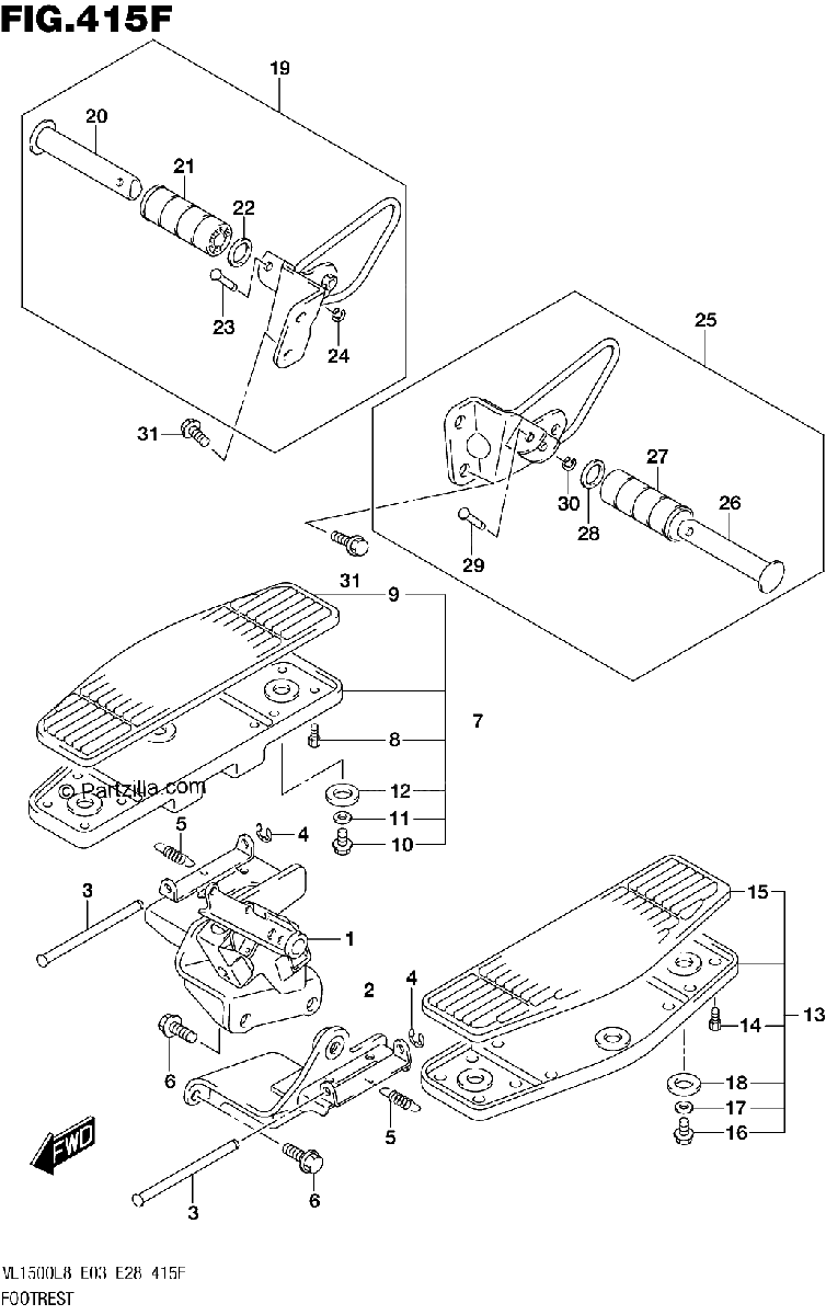Diagrama de 415F FOOTREST VL1500TL8 E28