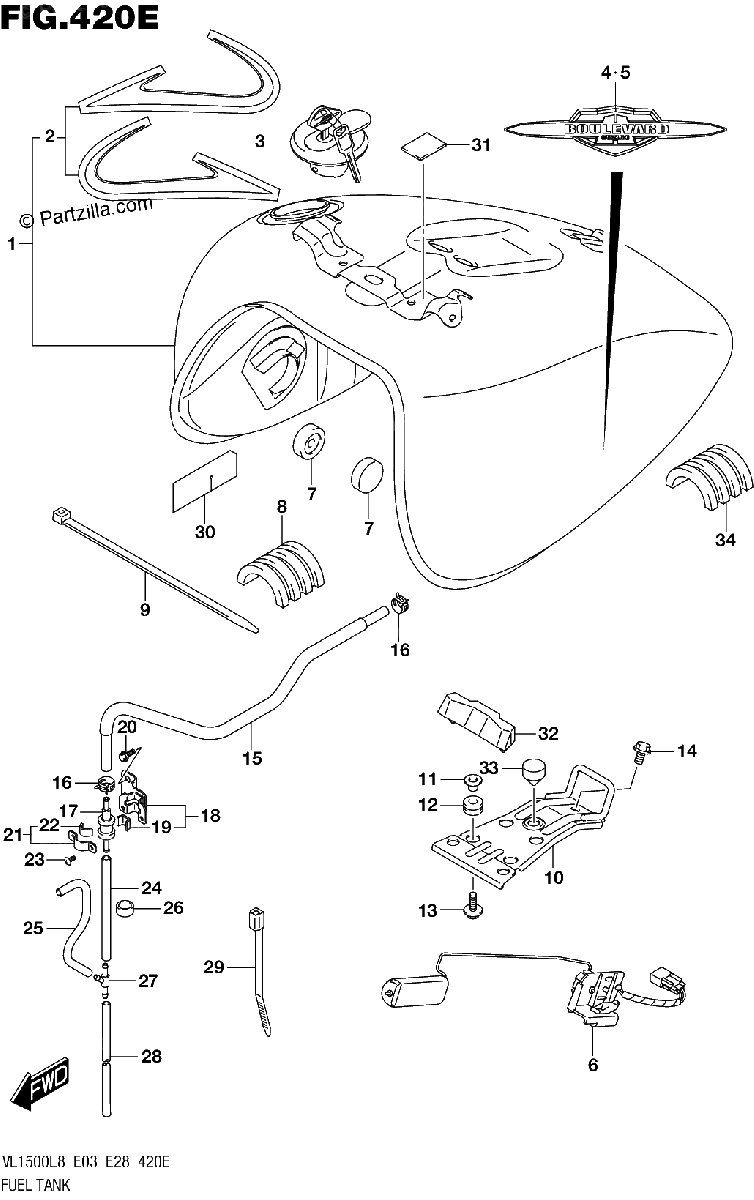 Diagrama de 420E FUEL TANK VL1500TL8 E03