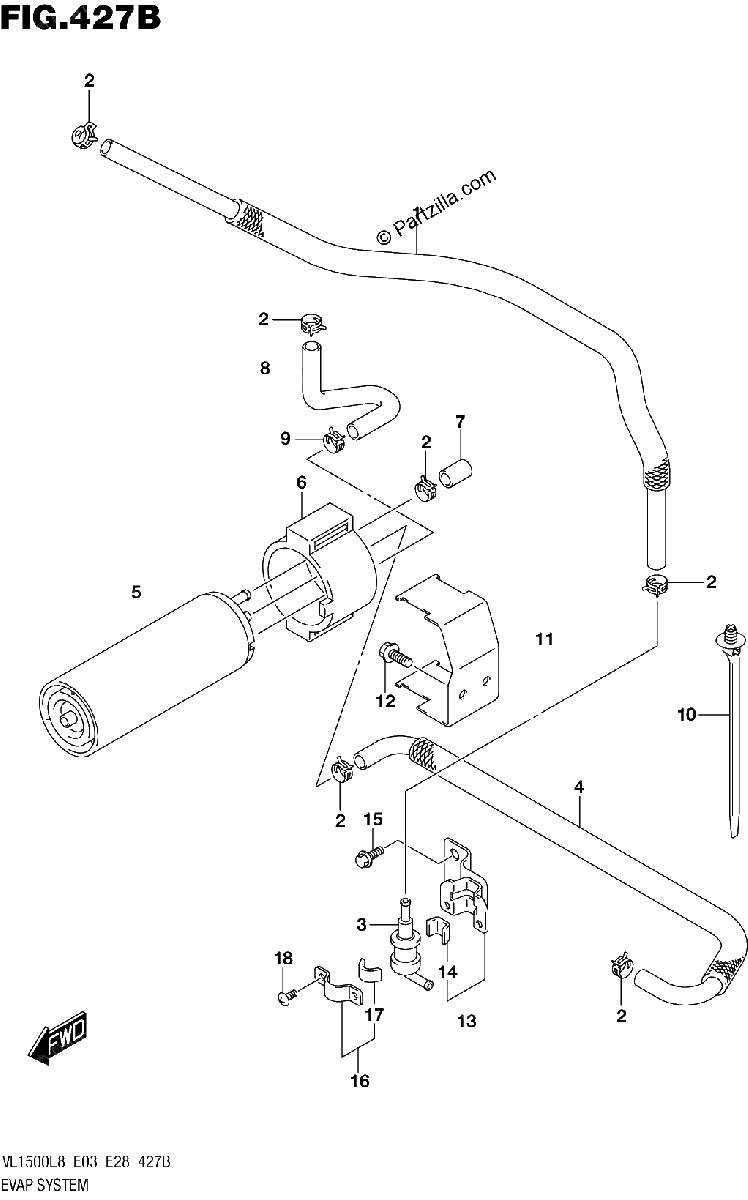 Diagrama de 427B EVAP SYSTEM VL1500TL8 E33