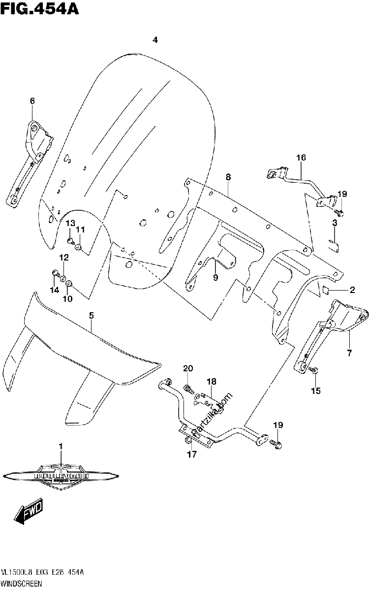 Diagrama de 454A WINDSCREEN VL1500BTL8 E28