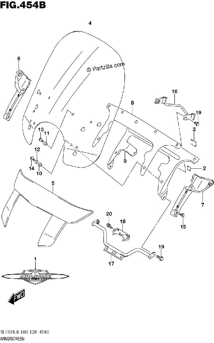 Diagrama de 454B WINDSCREEN VL1500TL8 E03