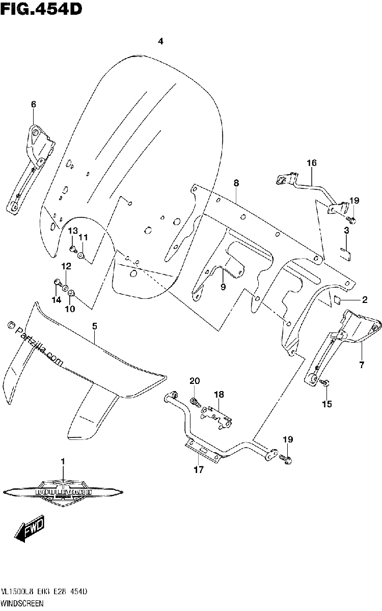 Diagrama de 454D WINDSCREEN VL1500TL8 E33