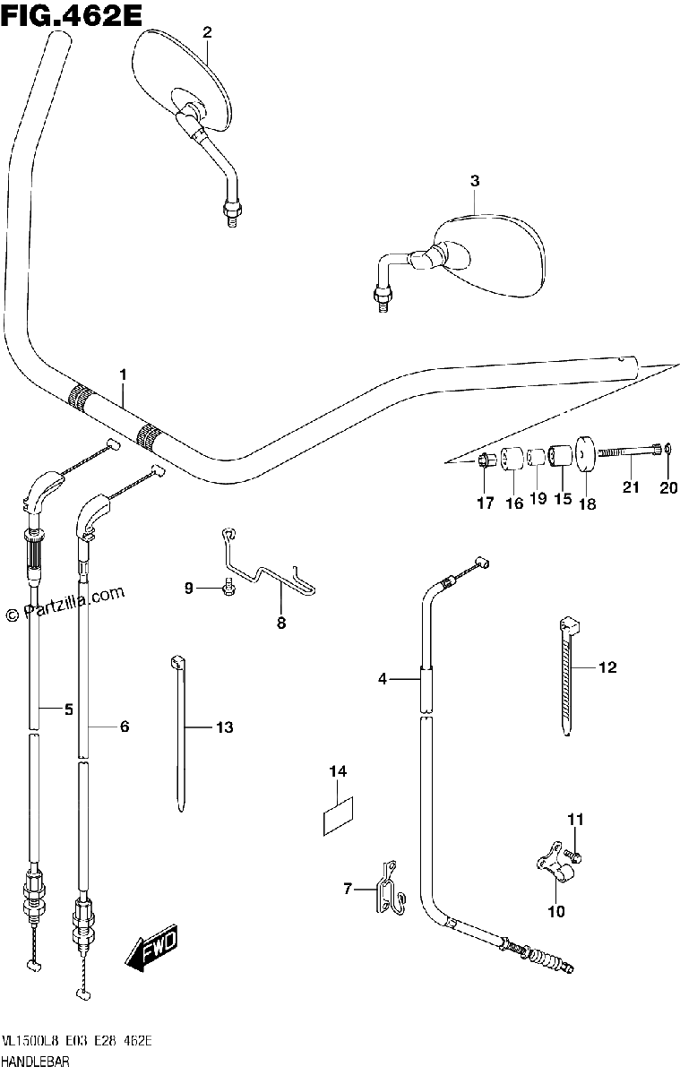 Diagrama de 462E HANDLEBAR VL1500TL8 E03