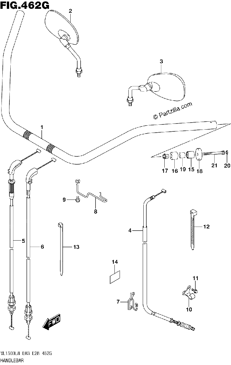 Diagrama de 462G HANDLEBAR VL1500TL8 E33